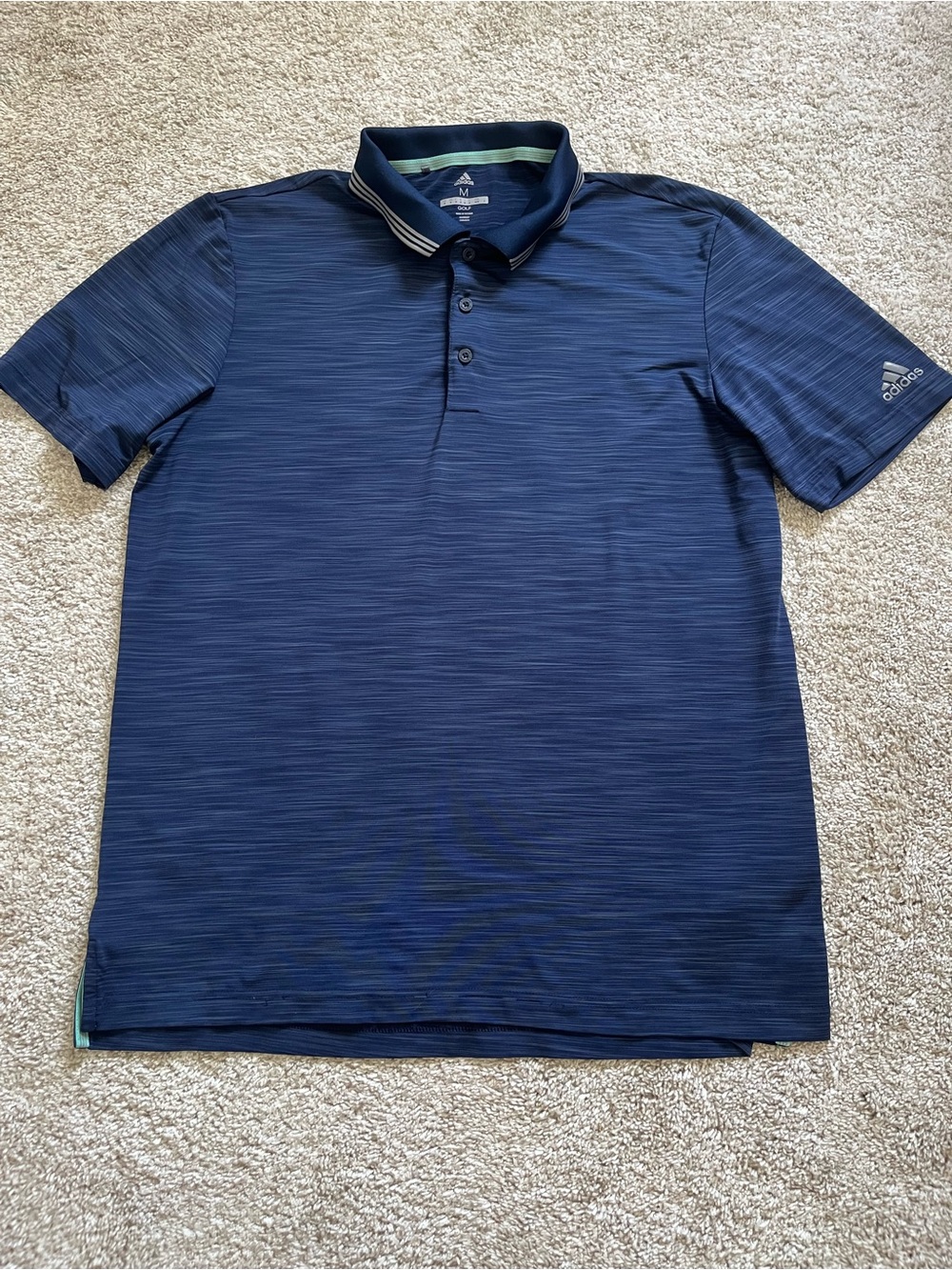 Adidas Golf Men’s Blue Stretch Short Sleeve Polo Shirt Size Medium Heathered